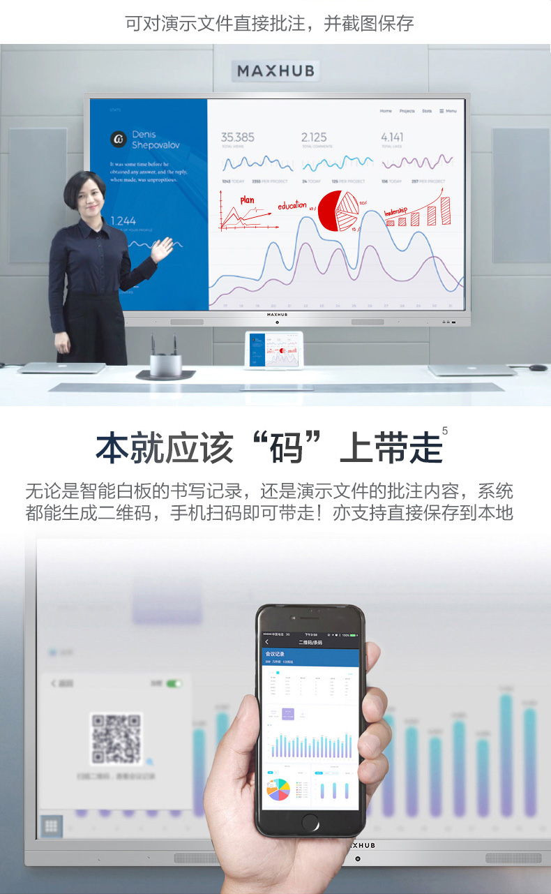 MAXHUB 會議平板 SC55MC 標(biāo)準(zhǔn)版55英寸 觸摸一體機(jī) 智能書寫 無線投影 遠(yuǎn)程會議 智能會議利器-京東
